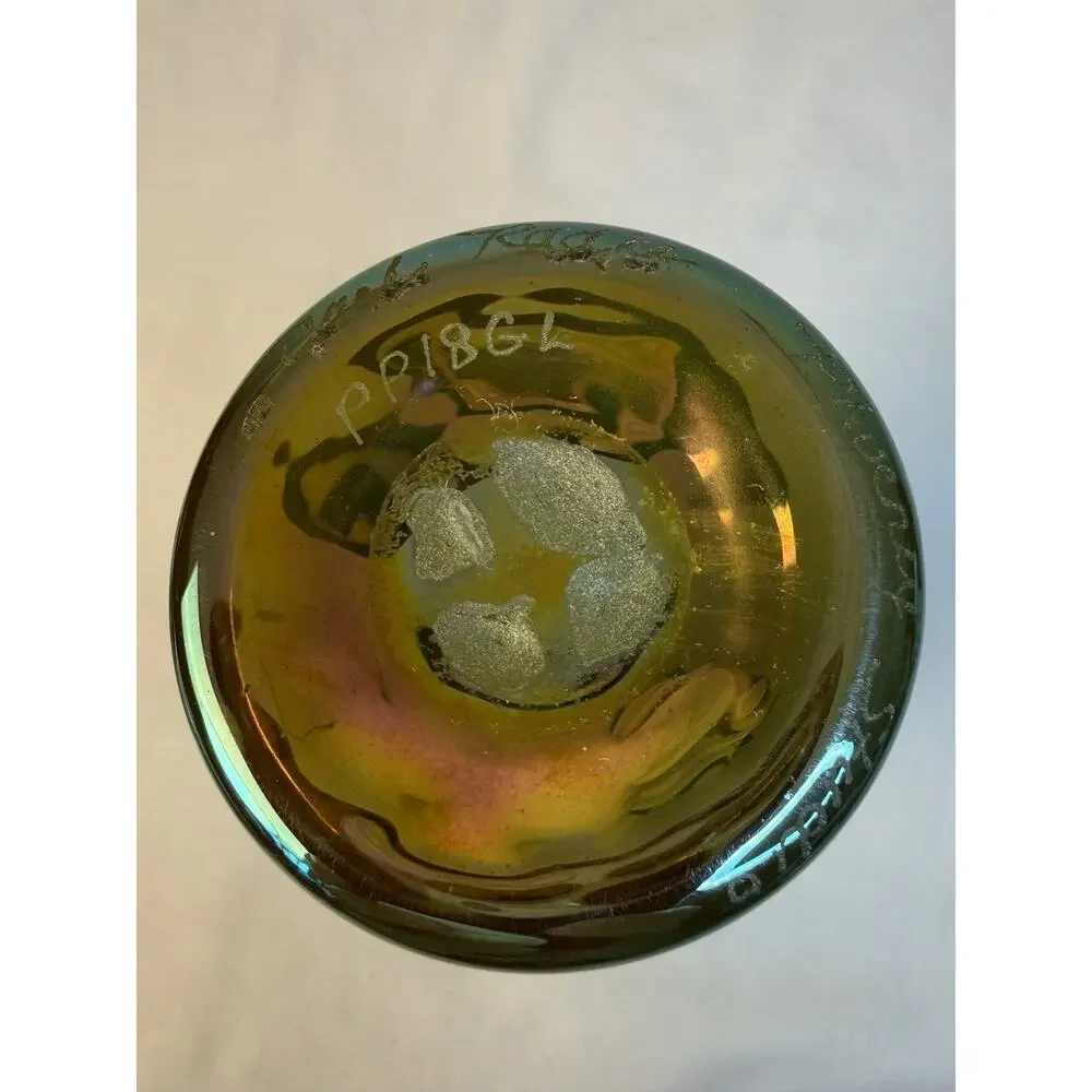 Signed Carl Randke Phoenix Studios Gold Iridescent Art Glass Bud Vase PP18GL